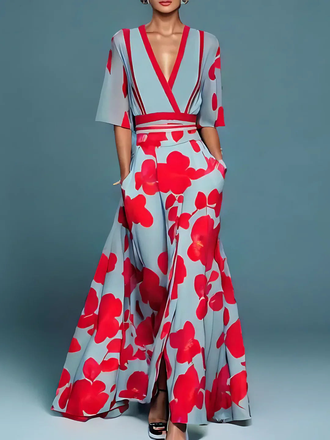 Celest™ | Elegant Floral Wallet Dress