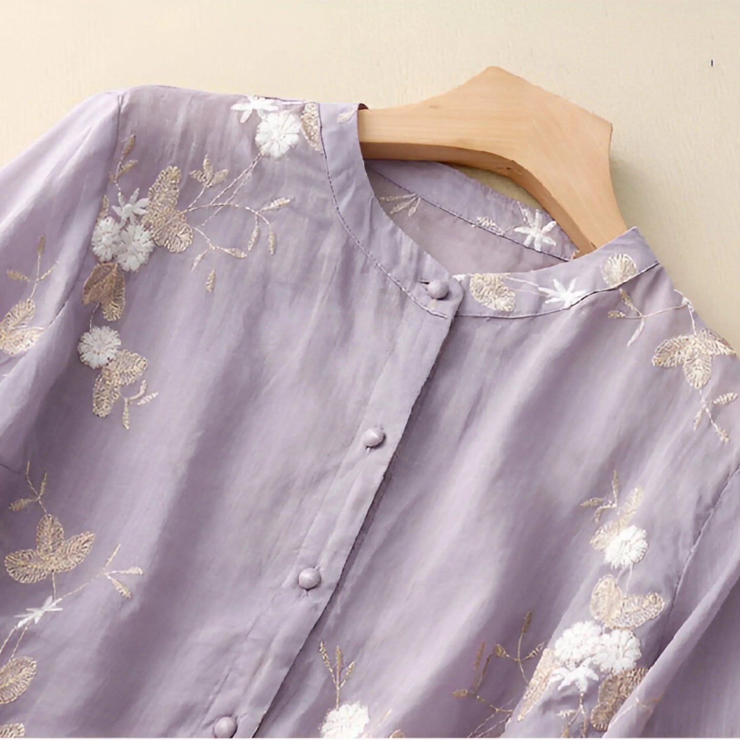 Celest™ | Cotton Top with Embroidered Flowers