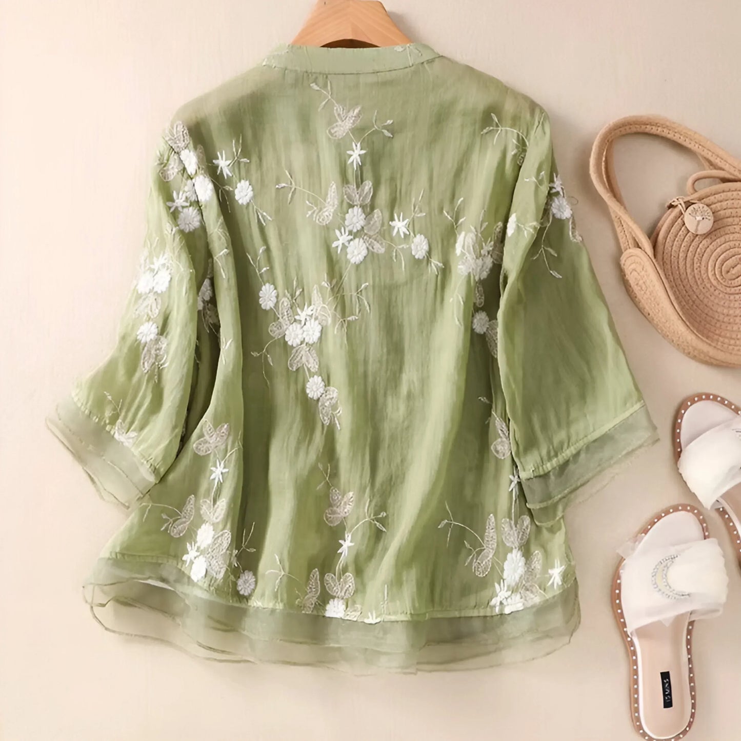 Celest™ | Cotton Top with Embroidered Flowers