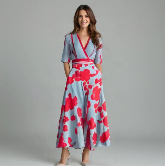 Celest™ | Elegant Floral Wallet Dress